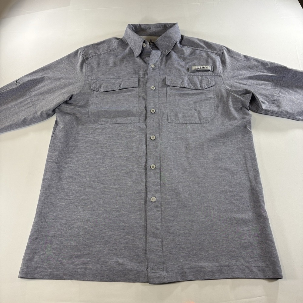 Habit Men's Medium Fishing Shirt Upf 40 Gray Blue Outdoor Performance
